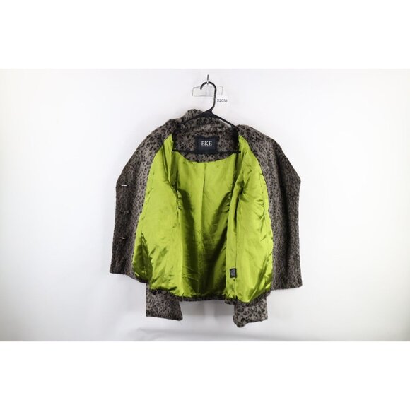 Buckle BKE Womens Medium Faux Fur Double Breasted Peacoat Jacket Leopard Print - Picture 6 of 14